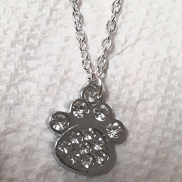 Crystal Paw Print Dangle Earrings Cat Dog Rhinestones Silver Pierced NEW - Picture 7 of 12